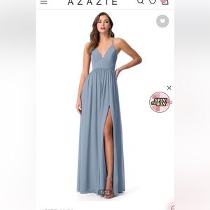 Azazie AAIDA Dress - Dusty Blue - Size A8